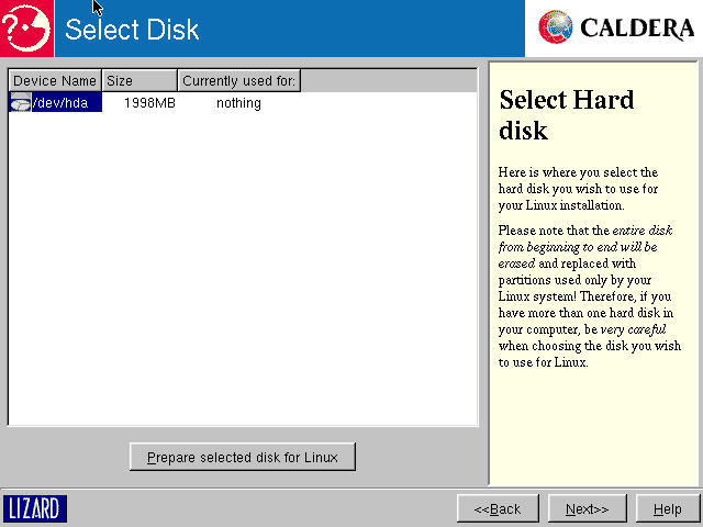 Select Disk: following the 