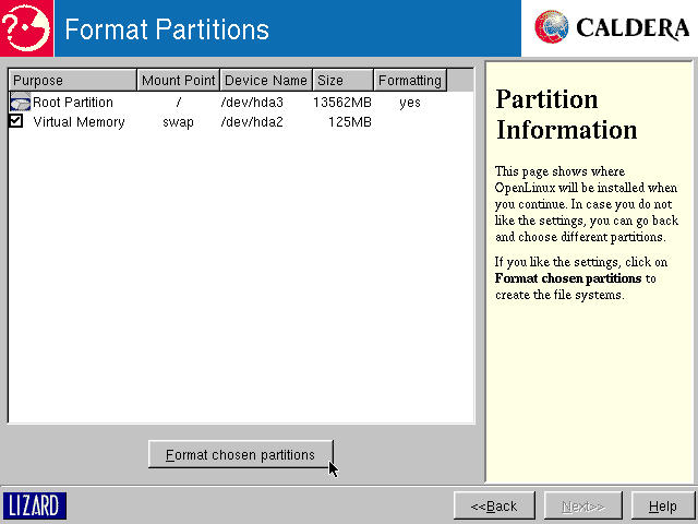 Format Partitions: following 