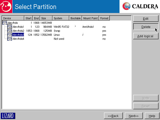 Select Partition: following 