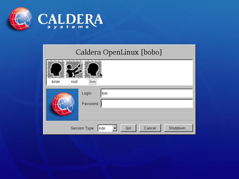 KDE Login Screen, Caldera-style