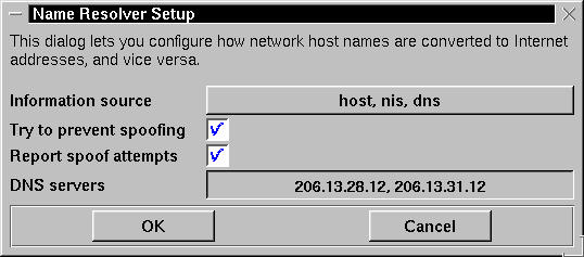 Making DNS changes with the Name Resolver Setup dialog box