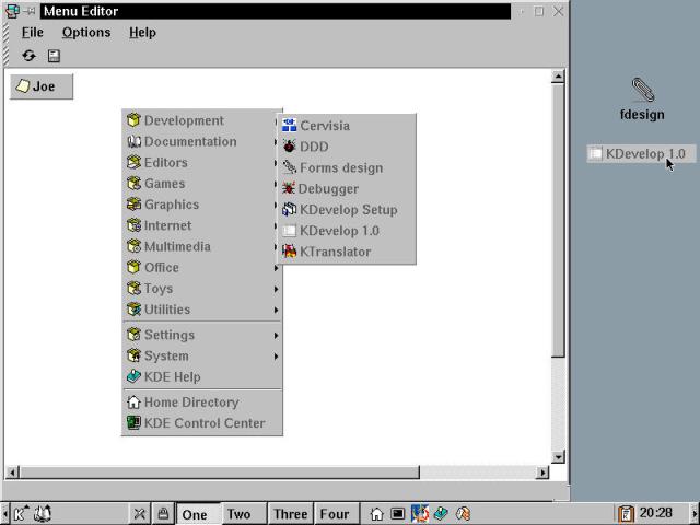 Copying a menu item to the KDE desktop from Menu Editor.