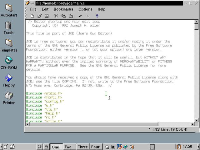 KWrite, the Advanced Editor of the KDE applications, open to a C file.