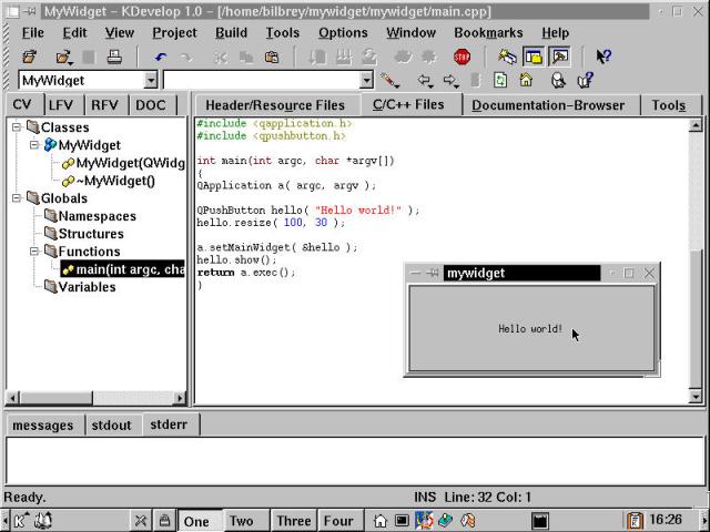 The first KDevelop tutorial application: Hello World!