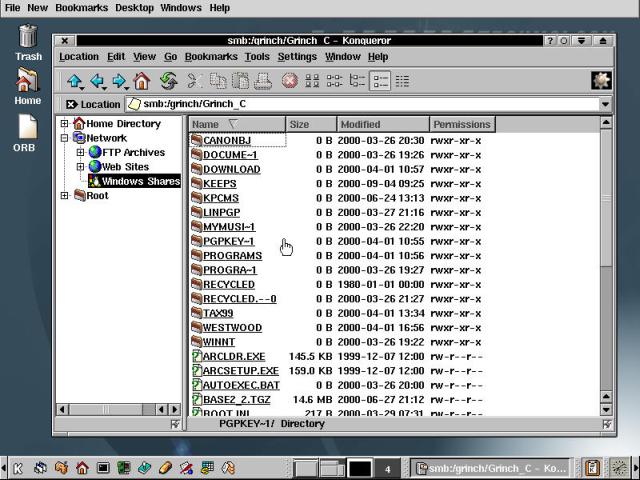 Konqueror conquers Windows network shares.