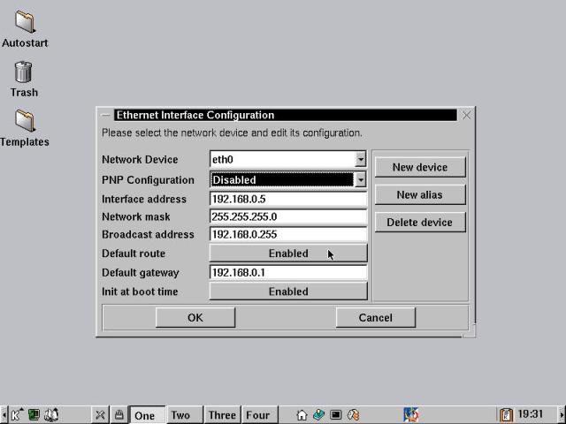 The COAS Ethernet Interface Configuration dialog box.
