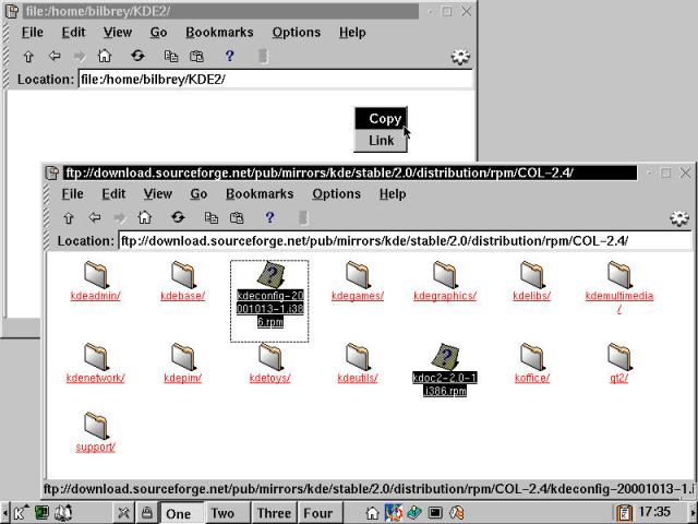 Downloading KDE 2.0 RPMS for Caldera 2.4 using KFM.