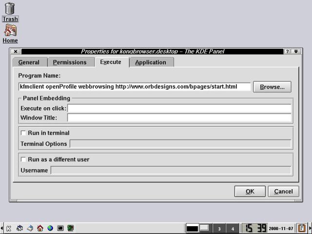 Modifying a KDE 2.0 Panel application: Open Konqueror to a specific URL.