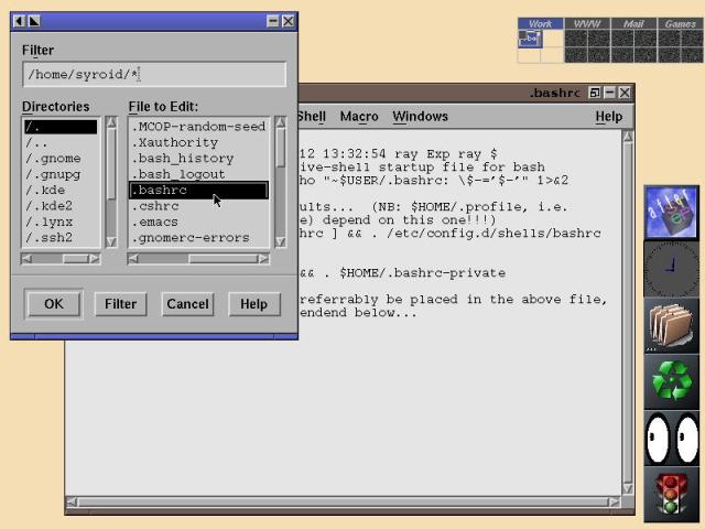 The AfterStep window manager running in eDesktop.