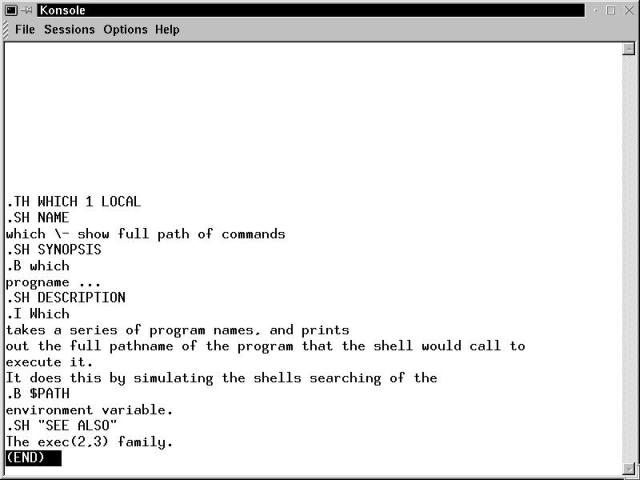 ASCII text with groff formatting codes for the which manual page.